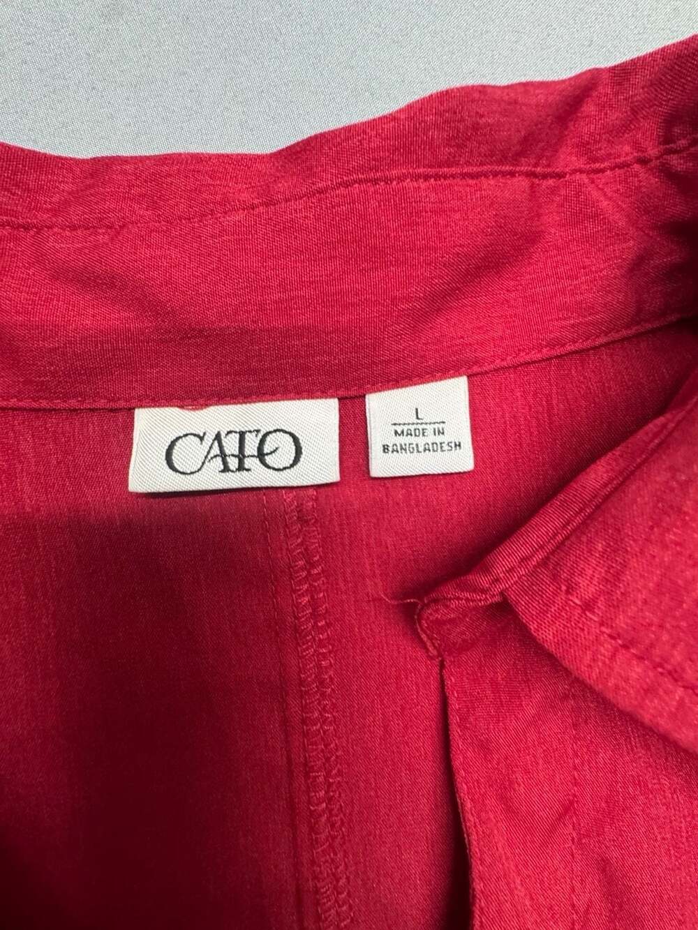Cato Blouse Size 10 Red Long Sleeve Button Down Shirt - Picture 2 of 5